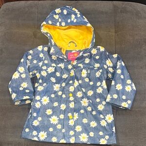 Pink Platinum Blue and Yellow Floral Raincoat Toddler 4T